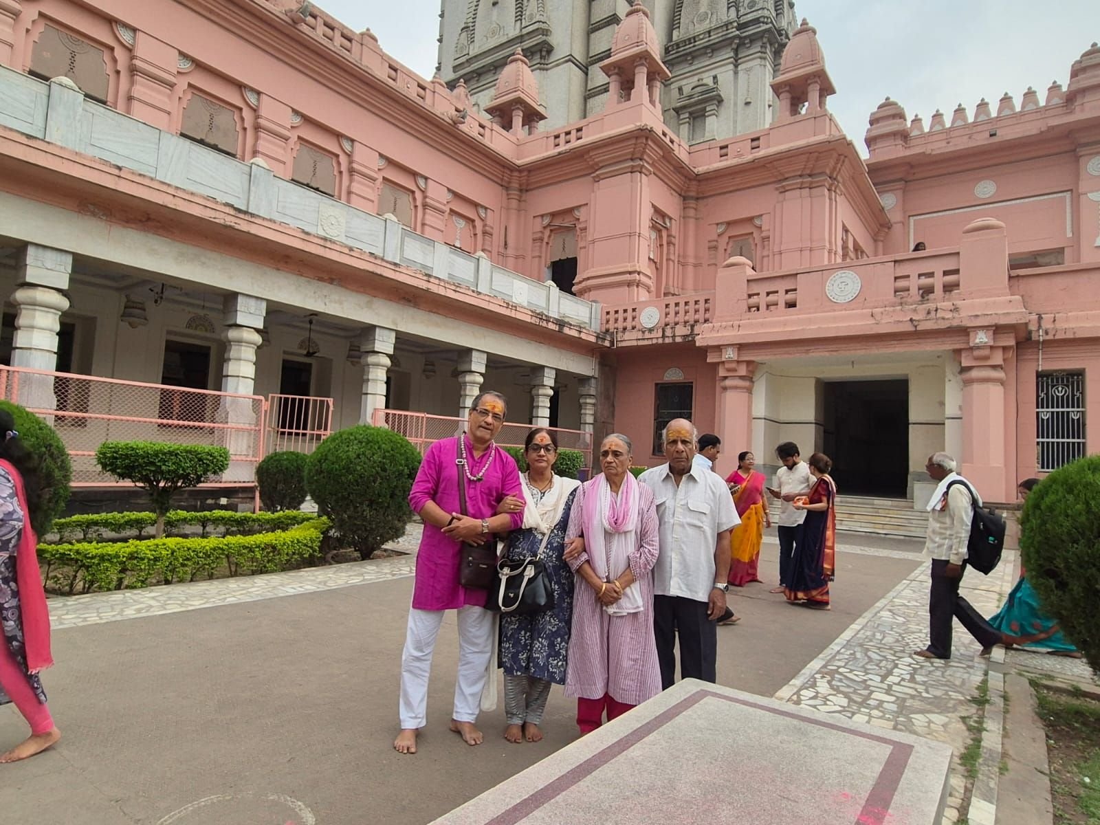 Tour group visiting the New Kashi Vishwanath Temple at Banaras Hindu University (BHU) campus in Varanasi, Uttar Pradesh