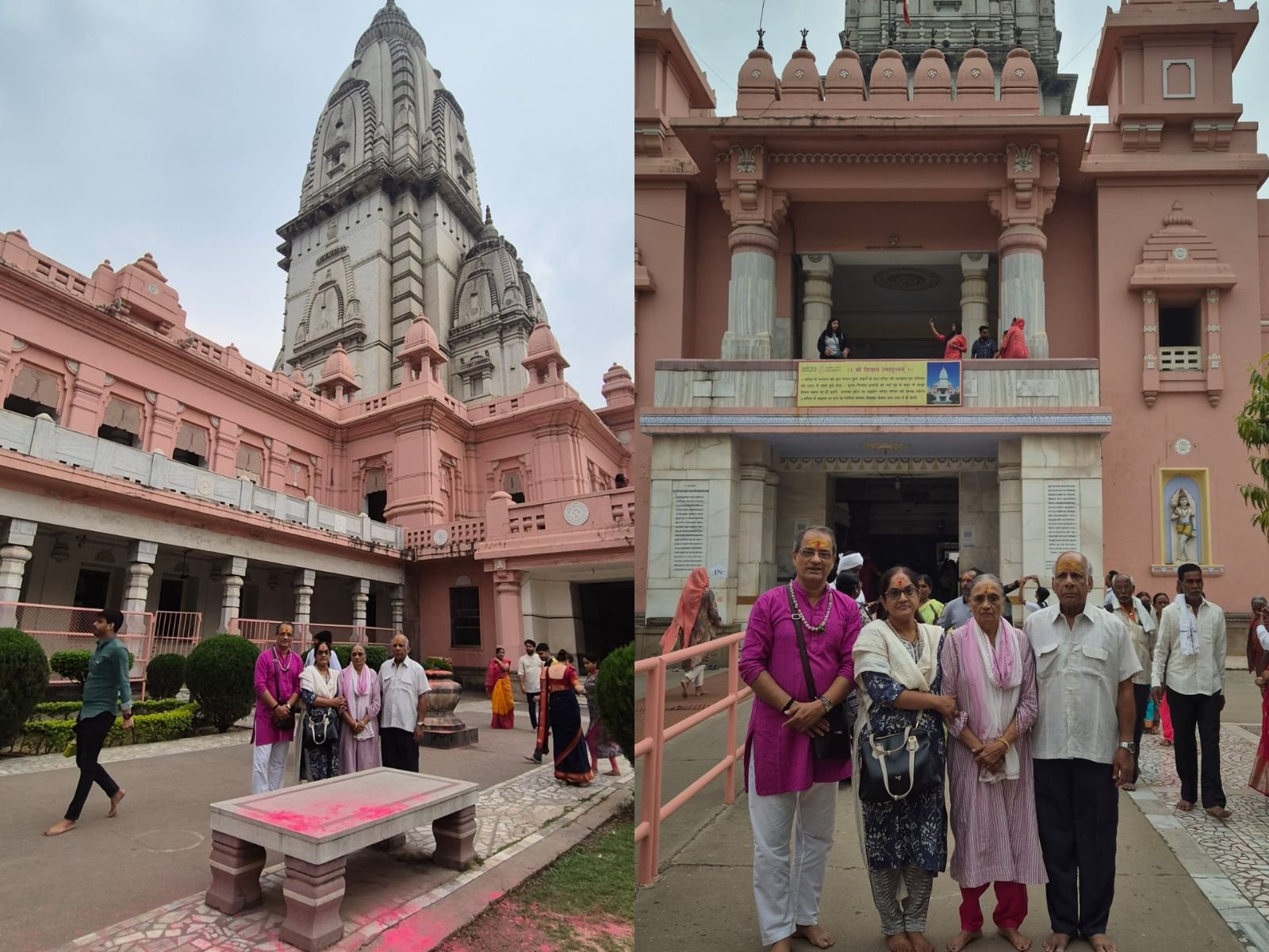 Tour group visiting the New Vishwanath Temple inside Banaras Hindu University (BHU) Varanasi during spiritual city tour